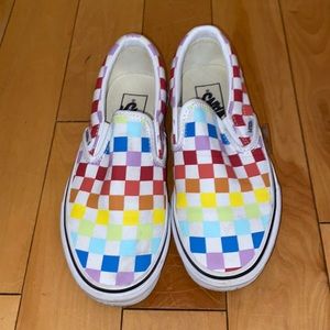 Rainbow slip on vans